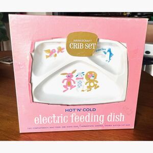 Vtg Hankscraft Hot N Cold Electric Feeding Dish Divided Rabbit Sheep Lion NEW